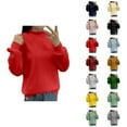 thumbnail image 1 of Womens Sweatshirts Women's Solid Color Sweatshirt Women's Lined Small Turtleneck Loose Casual Long Sleeve Crew Neck Sweatshirt Solid Color Hoodless Pullover, 1 of 4