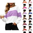 thumbnail image 1 of Womens Sweatshirts Zaewscy Women's Printed Fashionable Loose Casual Round Neck Long Sleeved Hooded Top Purple XL, 1 of 8