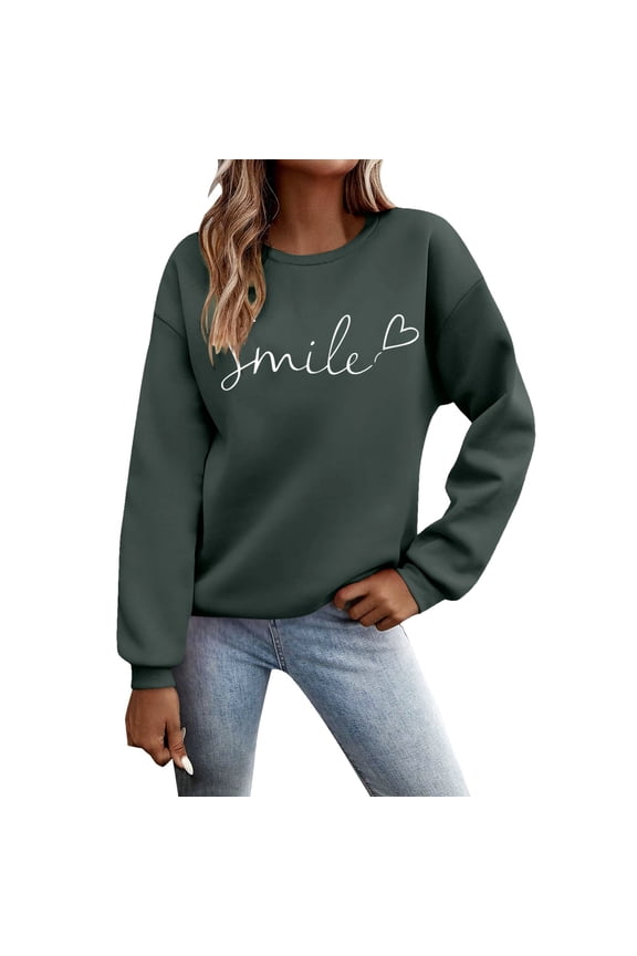 Womens Sweatshirts Graphic Long Sleeve Crewneck Sweatshirts Funny Letter Printed Daily Home Outdoor Workout Pullover Tops