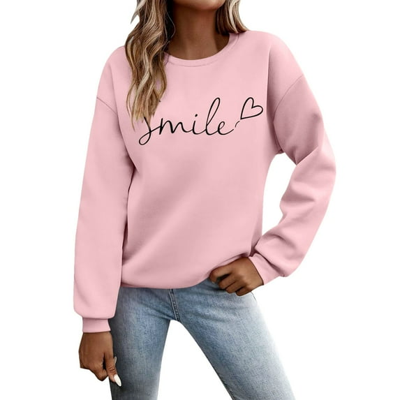 Bibifish Womens Sweatshirts Graphic Long Sleeve Crewneck Sweatshirts Funny Letter Printed Daily Home Outdoor Workout Pullover Tops