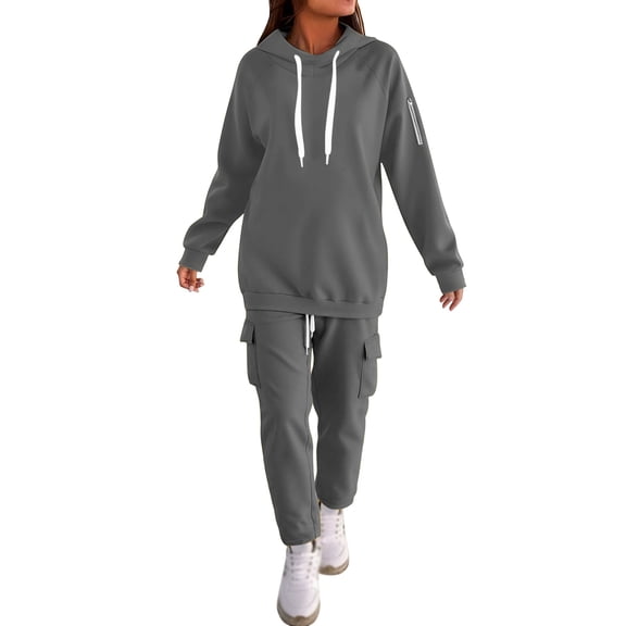 Womens Sweatsuit Sets - Long Sleeve Hoodie With Jogger Pants Set Womens Matching Sets Sweat Sets Women