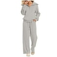 thumbnail image 1 of Womens Sweatsuits 2 Piece Long Sleeve and Wide Leg Sweatpants Lounge Fall Outfits Athletic Set, 1 of 9