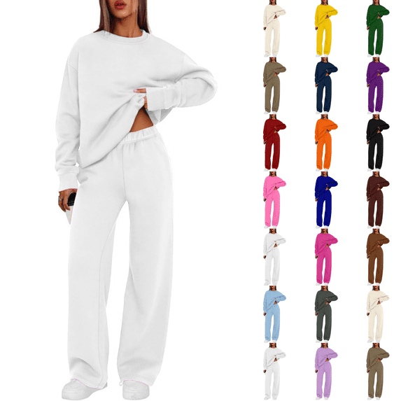 Womens Sweatsuits 2 Piece Lounge Matching Sweat Sets Fall Outfits Light Gray XL