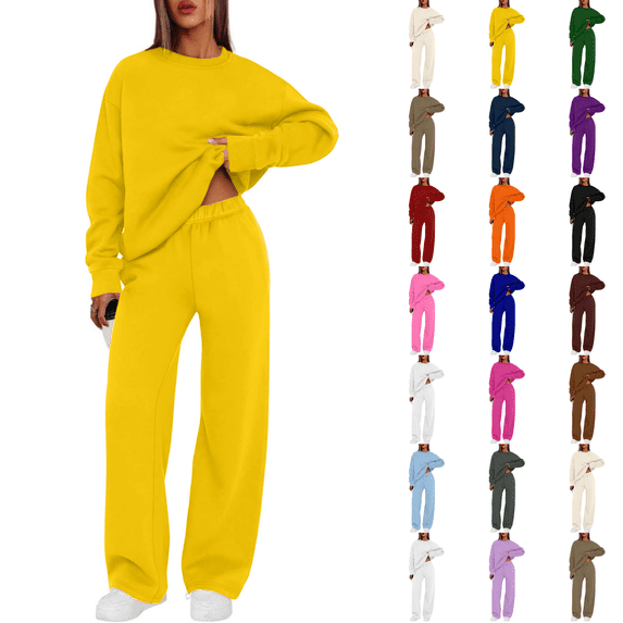 Womens Sweatsuits 2 Piece Lounge Matching Sweat Sets Fall Outfits Yellow M
