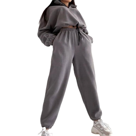Womens Sweatsuits 2 Piece Outfits Lounge Sets Half Zip Pullover and Baggy Sweatpants with Pockets Gray XXL