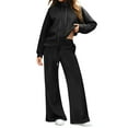 thumbnail image 1 of Womens Sweatsuits 2 Piece Set 2025 Casual Winter Long Sleeve Hoodie Loose Wide Leg Sweatpants Fall Tracksuit Black L, 1 of 5