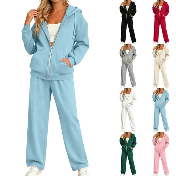 Womens Sweatsuits 2 Piece Set Casual Long Sleeve Hoodie Loose Fall Winter Sweatpants Tracksuit