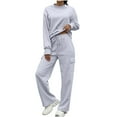 thumbnail image 1 of Womens Sweatsuits 2 Piece Set Fall Winter Long Sleeve Sweatshirt and Cargo Sweatpants Tracksuits Soft Comfy Outfits New Travel Outfits for Women Going out Gray XXL, 1 of 7