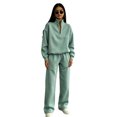 thumbnail image 1 of Womens Sweatsuits 2 Piece Set Half Zip Stand Collar Pullover & Straight Leg Pants Fall Lounge Sweatsuit Sets Casual Athletic Tracksuit Mint Green M, 1 of 5