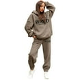 thumbnail image 1 of Womens Sweatsuits 2 Piece Set Oversized Sweatshirt And Sweatpants Athletic Comfortable Tracksuit For Womens Activewear Khaki M, 1 of 4