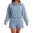 thumbnail image 1 of Womens Sweatsuits 2 Piece Set Oversized Sweatshirt For Women Crew Neck Sweatshirts Women Shorts And Sweatshirt Set For Women Lounge Set Athletic Sets For Women Cute SweatshirtsPullover Sweaters, 1 of 7