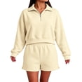 thumbnail image 1 of Womens Sweatsuits 2 Piece Set Oversized Sweatshirt For Women Crew Neck Sweatshirts Women Shorts And Sweatshirt Set For Women Lounge Set Athletic Sets For Women Cute SweatshirtsPullover Sweaters, 1 of 7