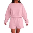 thumbnail image 1 of Womens Sweatsuits 2 Piece Set Shorts and Sweatshirt Set Lounge Sets Athletic Sets Workout Clothes Pullover Sweater Warm Clothing Casual Top Womens Summer Sets Fall Clothes, 1 of 4