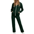 thumbnail image 1 of Womens Sweatsuits 2 Piece Set Solid Color Full Zip Up Long Sleeve Hooded Pullover Tops and Jogger Pant Baggy Comfy Fall Winter Track Suits Trendy, 1 of 4