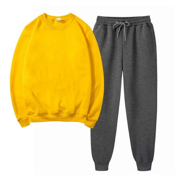 Womens Sweatsuits 2pcs Sets- Solid Long Sleeve 2023 Fall Fashion Crewneck Pullover Baggy Hoodie and Sweatpant Workout Sets Pink Size