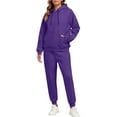thumbnail image 1 of Womens Sweatsuits Hooded Tracksuit Long Sleeve Sweatsuit Running Jogging Suits 2 Piece Set Purple M, 1 of 6