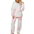 thumbnail image 1 of Womens Sweatsuits Long Sleeve Floral Print Hooded Sweatshirts and Pants 2 PCS Oversized Matching Set Fall Winter Casual Tracksuit, 1 of 5
