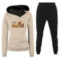 thumbnail image 1 of Womens Sweatsuits Set Usmixi Hoodies Tracksuit Set for Women Sports Workout Hooded Sweatshirt and Drawstring Jogger Sweatpant 2 Piece Sets Fashion Cup Print Lounge Set, 1 of 2