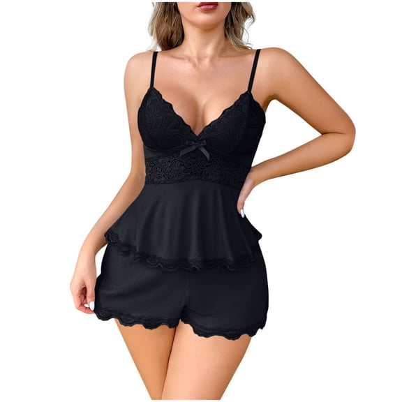Womens Sweetness Cami Set Lace Camisole Lingerie Nightwear Sexy Pajamas Lounge Sets