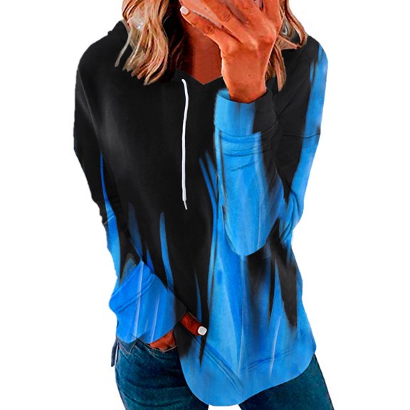 Womens Swestshirt Hoodie,Color Block Hoodie Sweatshirt Long Sleeve Causal Drawstring Oversized Jacket with Pockets