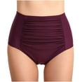 thumbnail image 1 of Womens Swim Bottoms High Waisted Under $10 Pleated Skinny Fashion Wrap Hip Trunks High-waisted Briefs, 1 of 2