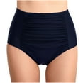 thumbnail image 1 of Womens Swim Bottoms High Waisted Under $10 Pleated Skinny Fashion Wrap Hip Trunks High-waisted Briefs, 1 of 2