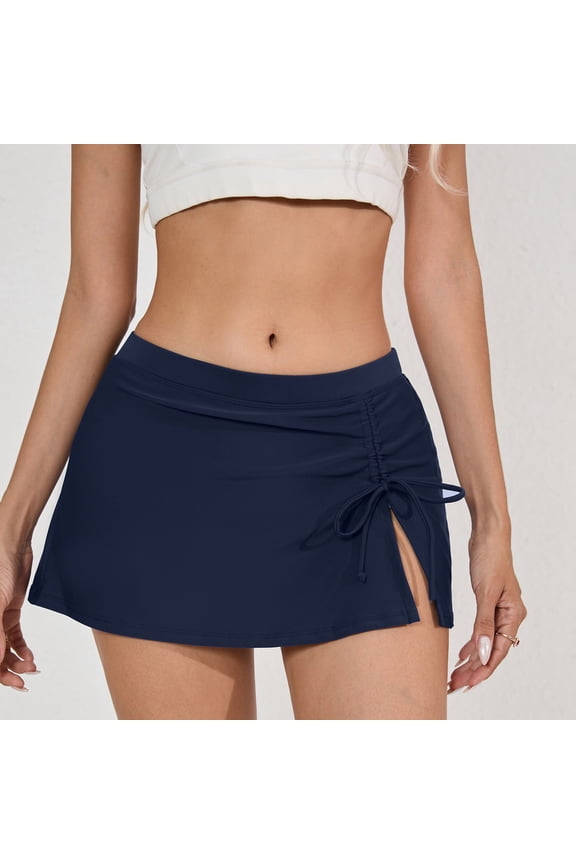 Womens Swim Bottoms Skirt Under $10 Black Fashion Solid Color Wrap The Buttocks Fold Draw Rope Bikini Bottoms Swim Shorts