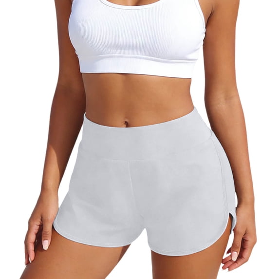 Womens Swim Bottoms Swim Shorts High Waist Athletic Running Shorts Quick Drying Swimsuits Bottom Trunks White, Size XL