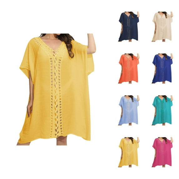Womens Swim Cover Up Plus Size Swimsuit Cover Up Trendy Women's Crochet Floral Beach Cover Up Dress for Swimsuit Style and Comfort for Summer