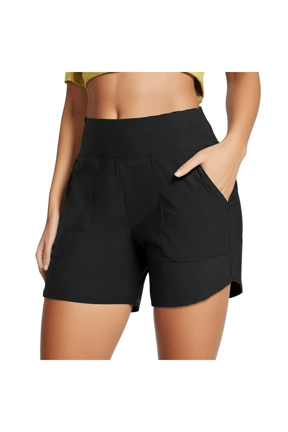 Womens Swim Pants High Waisted Swim Board Shorts With Pockets Bathing Suit Shorts for Women