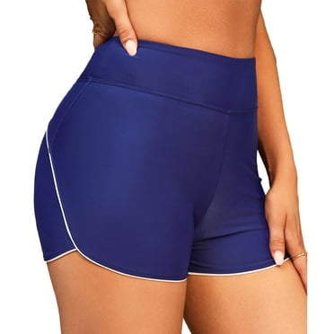 Womens Swim Shorts Drawstring Swimsuit Bottoms Board Shorts Swim Bottoms - L