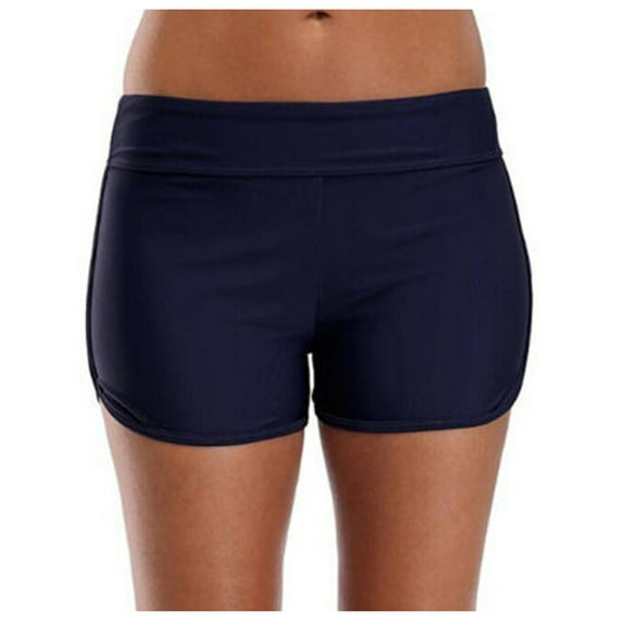 Womens Swim Shorts Solid Color Swim Bottom High Waisted Boy Short Swimwear Beachwear Swimsuit