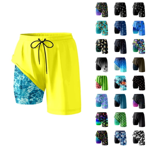 Womens Swim Shorts with Compresssion Liner 2026 Summer Casual Elastic Waist Leopard Print Board Shorts with Pockets Beachwear