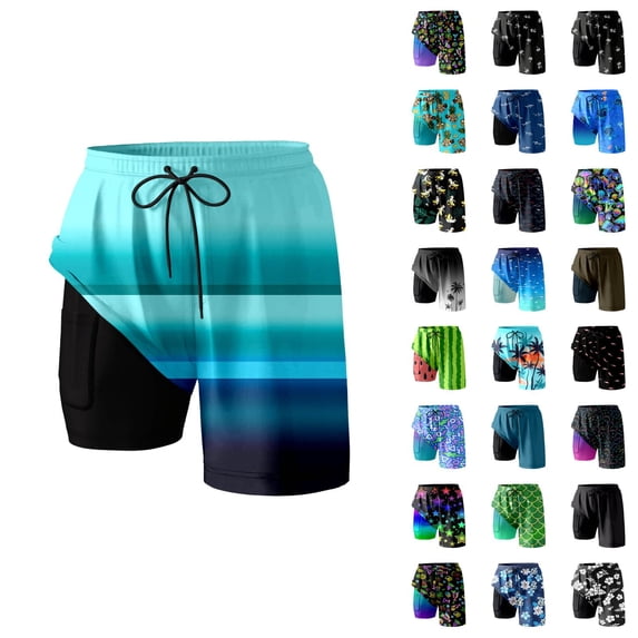 Womens Swim Shorts with Compresssion Liner 2026 Summer Casual Elastic Waist Leopard Print Board Shorts with Pockets Beachwear