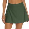 thumbnail image 1 of Womens Swim Skirt Build in Brief Tummy Control Tankini Bottoms Solid Color Swimsuit Shorts Army Green XXL, 1 of 4