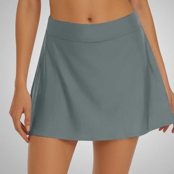 Womens Swim Skirts High Waisted Ruffle Swimsuit Tummy Control Breathable Bathing Suit Skirt Bottoms Grey L