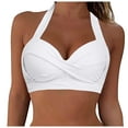 thumbnail image 1 of Womens Swim Tops Black Women Halter Swimwear Tops Underwire Full Coverage Bikini Top Push Up Swim Crop Top Tie Back Bathing Suit Tops Female Womens Bikini & Tankini Tops(White,XXL), 1 of 5