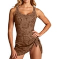 thumbnail image 1 of Womens Swimdress Women's Print Floral Swimdress Swimsuits Tropical Beach Pool Swimwear Skirted Monokini with Control Swimdress Coffee L, 1 of 6