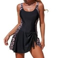 thumbnail image 1 of Womens Swimdress Women's Print Flowy Skirt Swimsuit Elegant Ruffle Tankini Bathing Suit with Adjustable Straps for Beach Pool Coffee S, 1 of 7