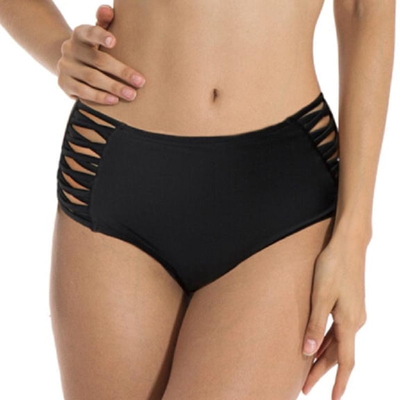 Womens Swimming Briefs Solid Color Bandage Bottoms Hollow Out Swim Briefs
