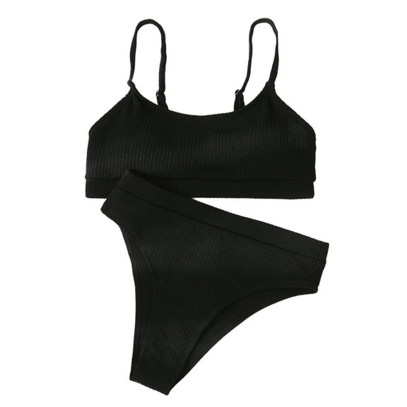 Womens Swimsuit Bikini Padded Cup Female Womens for Bather Travel Beach Black