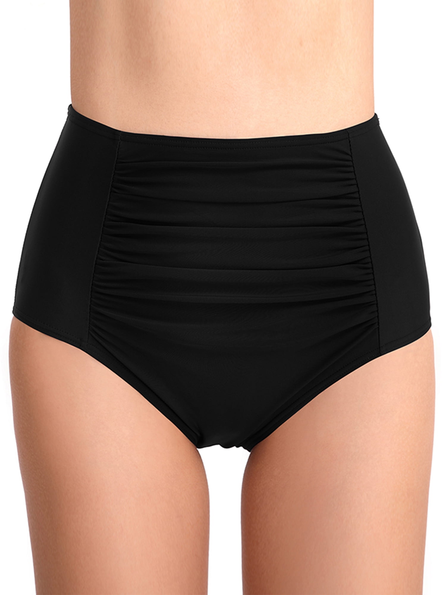 Yilisha Womens Tummy Control Swim Shorts Black Plus Size High