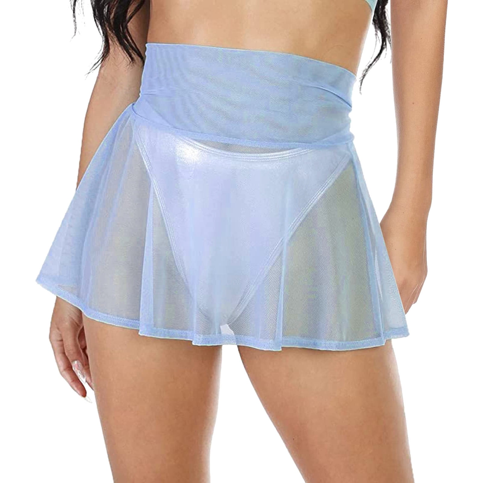Womens Swimsuit Bottoms Ruffle Trim Sheer Beach Cover Up Skirt Beach