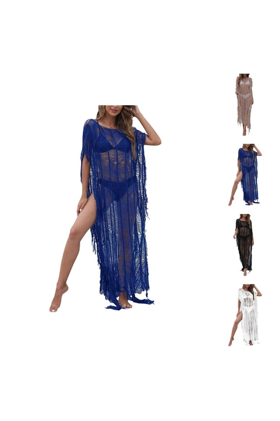 Womens Swimsuit Cover Up Beach Clothes for Women Swimwear Cover Ups Seaside Resort Dress for Women Elegant Tassel Irregular Blouse Swimsuit Cover-Up Summer Beachwear