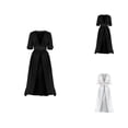 thumbnail image 1 of Womens Swimsuit Cover Up Beach Cover Up Swimwear Cover Up for Women Elegant V Neck Chiffon Beachwear with Tie Waist Guipure Lace Inserts Kimono Style Sheer Swim Bikini Coverup for Seaside, 1 of 10