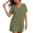 thumbnail image 1 of Womens Swimsuit Cover Up Short Sleeve V Neck Bathing Suit Civerup Summer Casual Beach Dresses Plus Size Fashion, 1 of 7