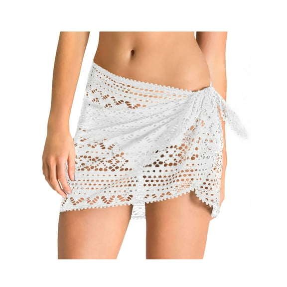 Womens Swimsuit Cover Ups Short Sarong Beach Wrap Bikini Cover Ups White