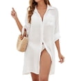 thumbnail image 1 of Womens Swimsuit Coverup Shirt Dress Button Down Bathing Suit Cover Up Summer Beach Cover Ups Dresses Women's Swimwear White, One Size, 1 of 7