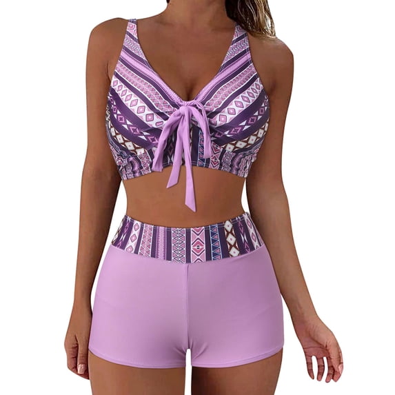 Womens Swimsuit Two Piece Swimsuit European And American Split Bikini Printed Split Swimsuit Bikini Boxer Striped Swimsuit