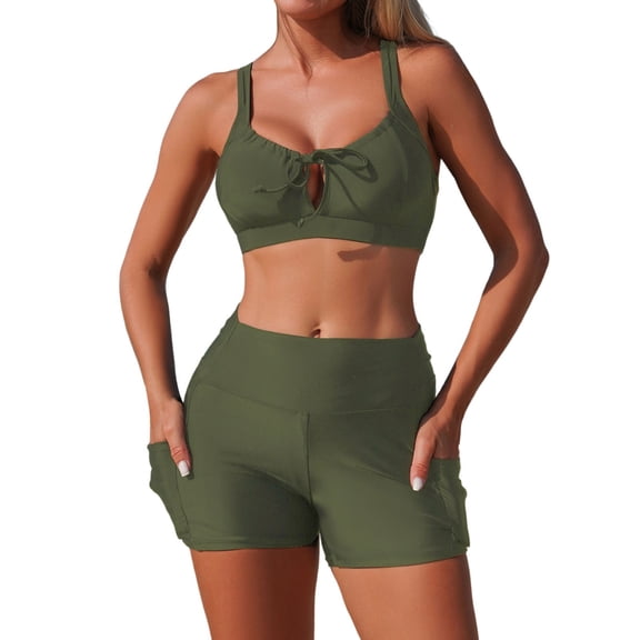 Womens Swimsuit Two Piece Womens Bathing Suits High Waisted Bikini Set Tummy Control Swimsuits Modest Swimsuits for Summer Spring